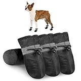 SCENEREAL Dog Shoes for Hot Pavement for Small Medium Dogs Paw Protectors, Summer Heat Boots Resistant Waterproof Soft Outdoor Walking Indoor Hardfloors, Black Size 5