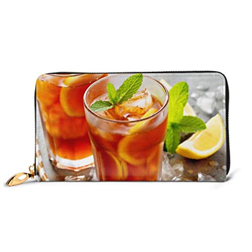 Preisvergleich Produktbild JHGFG Mode Handtasche Reißverschluss Brieftasche Traditionelle Eistee Zitrone EIS Hohe Telefon Kupplung Geldbörse Abendkupplung Blockieren Leder Brieftasche Multi Card Organizer