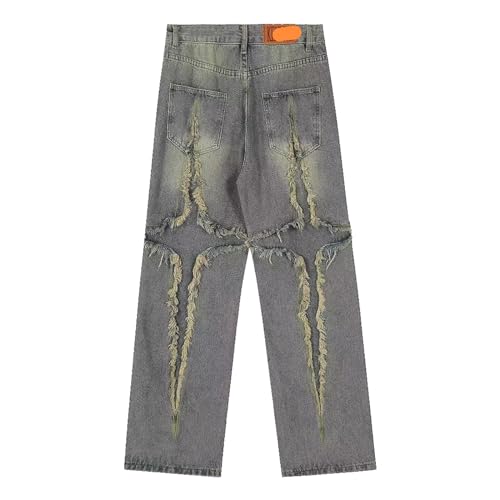 Vaqueros cepillados de primavera y otoño con corte recto holgado 3