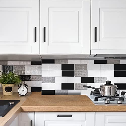 Image of Ravinte 20 Pack 4 Inch Hole Centers Matte Black Cabinet Pulls - Kitchen Hardware Handles - Solid Zinc Alloy Drawer Handle - Square Bar