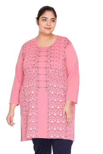 Image of RYSH Women's Plus Size Printed Kurta | Round Neck | 3 /4 Sleeve | Relaxed Fit