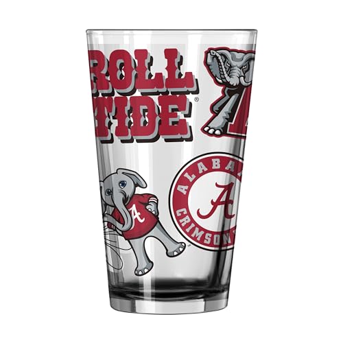 Image of Logo Brands NCAA 16 oz Pint Glass - Durable Glass With Bold Team Color- Chip-Resistant Rim Drinkware For Fans, Tailgates, Home Bars & Everyday Use