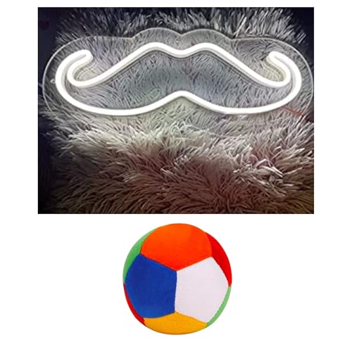 Image of EITHEO Stuffed Animal Plushie Stuffed Toy for Kids (Neon Moustache +Ball)