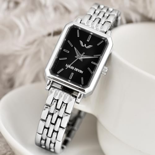 Image of LOUIS DEVIN Silver /Brown /Rose Gold Bracelet Metal Chain Analog Wrist Watch for Women (Blue /Green /Pink /Black /Silver /Brown /Rose Gold Dial) | LD-LS193-CH