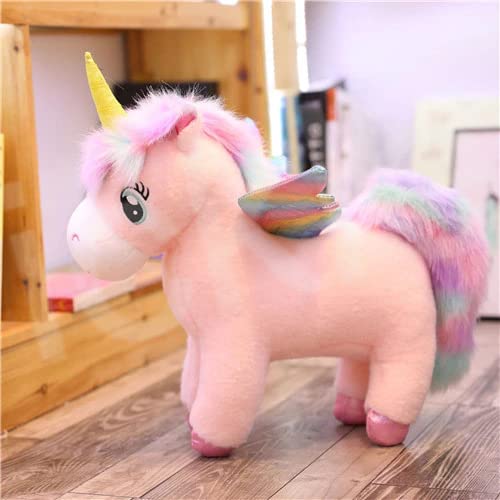 Image of Tickles Soft Stuffed Plush Fantastic Glow Rainbow Wings Unicorn Horse Animal Toy for Kids Room (Size: 35 cm Color: Pink)