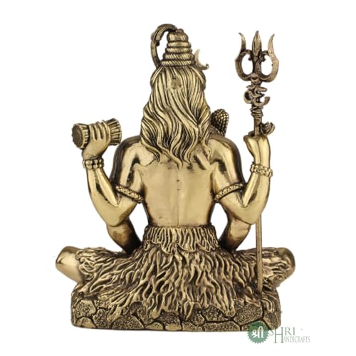 Image of Brass Lord Shiva Statue | 3 inch Shiv Padmasana Sitting Murti Hindu God Idol Figurine Perfect for Decoration Puja & Gifting Purpose Sculpture (Weight- 90gm)