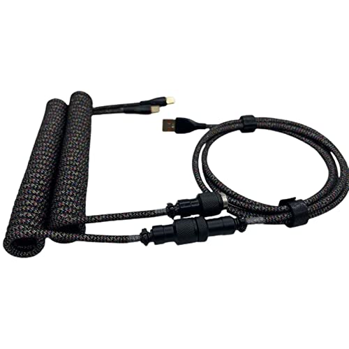 Image of CALANDIS 1.8M USB to Type C Coiled Cable Black DIY Extendable for Mechanical Keyboard