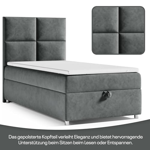 Best For Home Trinity K2 Boxspringbett Single Bonellfederkern | Boxspringbett mit Matratze und Topper | Boxspringbett 80x200 mit Bettkasten| Einzelbett | Polsterbett - Lieferung an die Bordsteinkante – Bild 4