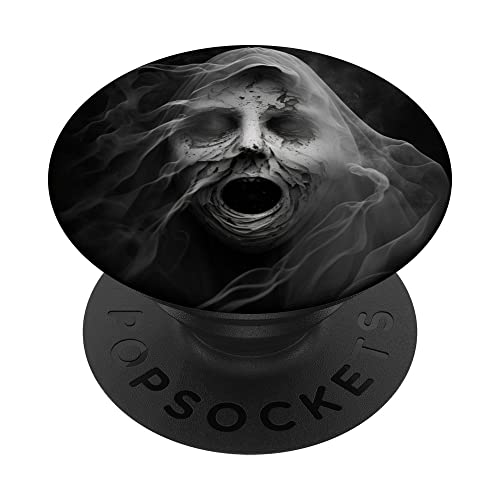 Creepy Ghost Face for Halloween PopSockets Swappable PopGrip, Black