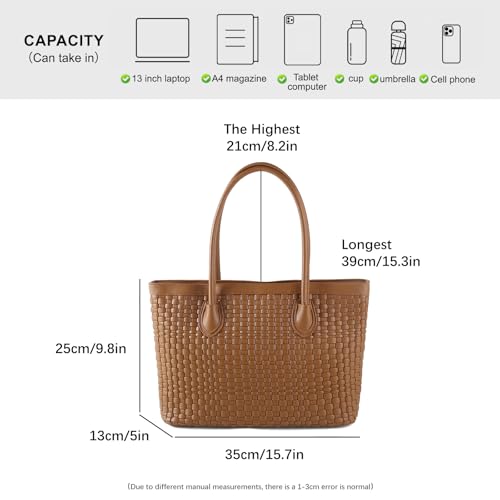 Bolso tote tejido para mujer de cuero vegano miniatura 4
