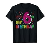 Rainbow-Kids Six Years Old 6th Natal Birthday-Girl Boy T-Shirt