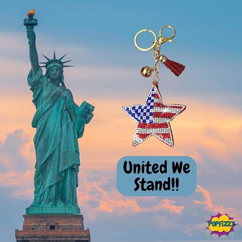 Popfizzy Rhinestone American Flag Keychain for Women, Bling Star Keychain, Purse Charms for Handbags, Cute Gifts3