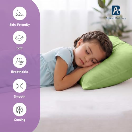 Image of Atiksh Beddings 12x16 Toddler Travel Pillow Cases, Pack of 2, 100% Egyptian Cotton, 600 Thread Count, Zipper Closure, Small Pillowcase for Kids, Daycare, Preschool & Travel, Sage Green