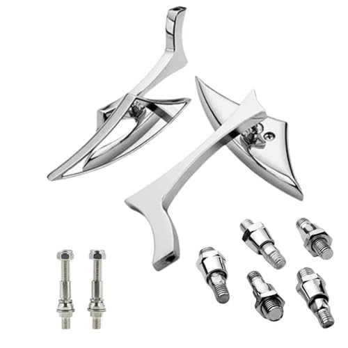 Espejos retrovisores de motocicleta en plata cromada de alta resistencia para Softail y Dyna