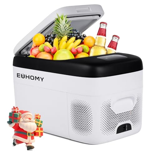 EUHOMY 25L Kompressor Kühlbox, 12 V/240 V Camping Kühlschrank Kompressor, -20 ℃ bis 20 ℃, leiser kompressor kühlbox klein mit Gefrierfach für Reisen, Camping, Picknick usw.
