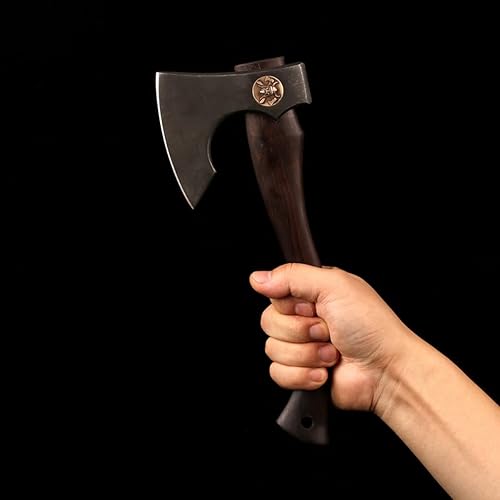 Miniatura 5 de Hacha vikinga de acero forjado a mano DC53 con vaina mango de madera de ébano Camping Hacha de lanzamiento Hacha de división Hacha