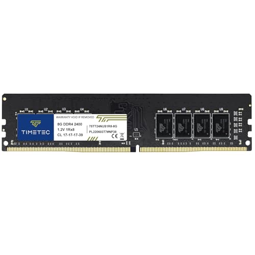 Timetec 8GB DDR4 2400 MHz PC4-19200 Nicht-ECC ungepuffert 1,2 V CL17 1Rx8 Single Rank 288 Pin UDIMM Desktop-PC Computerspeicher RAM-Modul-Upgrade (8GB)