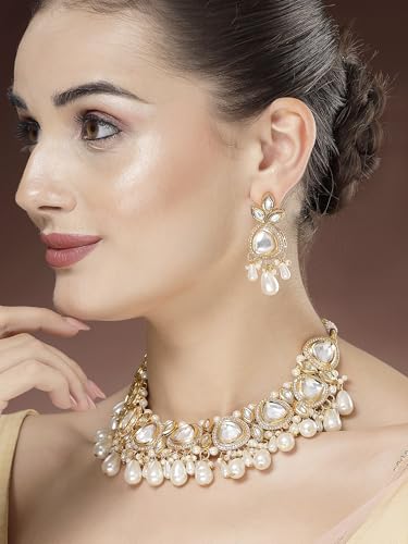 Image of Karatcart Polki Kundan Jewellery Set for Women