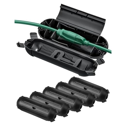 DEWENWILS 6-Pack Outdoor Extension Cord Safety Cover, Water-Resistant Seal Housing with 4 Latches, Adjustable Compartment for AWG 12/14/16 Cords, Protect Holiday Decoration Lights and Plugs, Black