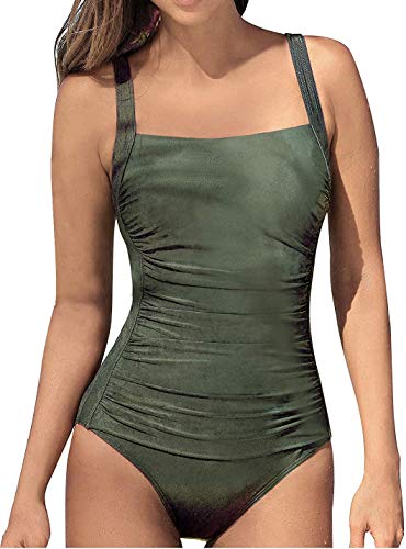 Brosloth-Damen-Badeanzug-Tummy-Control-Monokinis-Bauchweg-Einteilige-Bademode-Swimwear-Push-Up-Badeanzuege-Plus-Size-Badebekleidung