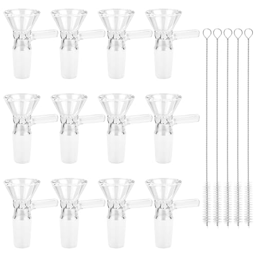 12 Pack Glass Funnels with Handle, COITEK Kitchen & Lab Multipurpose Clear Funnel for Liquids, Oils, Powders, Includes 5pcs Cleaning Brushes for Easy Clean (12)
