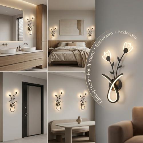 Image of Wall Light 3-Color CCT (Warm + Natural + Cold White) LED Ginkgo Leaf Design Metal Acrylic Wall Lamp for Bedroom Living Room Home Decor