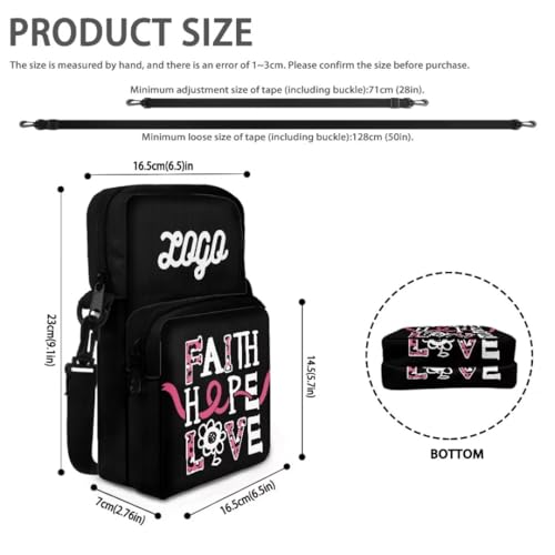 Image of Crossbody Bag for Women Sling Purse Pink Ribbon Cell Phone Holder with Straps