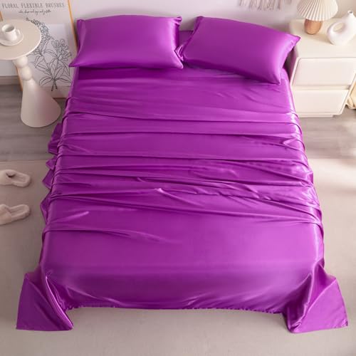 NTBAY Twin XL Satin Sheet Set, 3 Piece, Purple - image 3