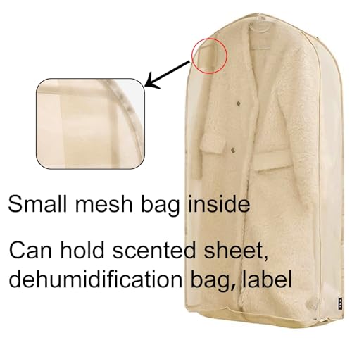 Garment Bags for Hanging Clothes, Set of 2, Dress Bag Organza Breathable with Full Zipper for Closet Storage Down Jackets(Beige,60x17x90cm/24x7x35in)3