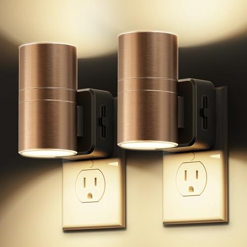 Image of L LOHAS LED Night Light, 2 Pack Night Lights Plug into Wall, Automatic Dusk to Down Nightlight, 3000K Soft White 0-100LM Dimmable Modern Nightlight for Kids Bedroom Hallway