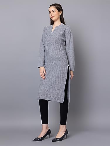 Image of Tysort Women's Winter wear Desiner Kurtas Embroidery Woolen Kurtis for Women