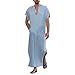 Produktbild CICIYONER Herren Ethnisch Roben Lose Gestreift Kurz Ärmel Dünn Jahrgang Kleid Kaftan