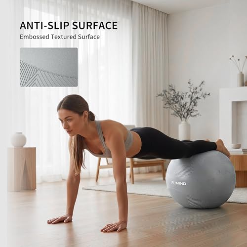 Image of Extra Thick Yoga Ball with Training Instruction, Anti-Burst Slip Resistant Exercise Ball with Pump for Pilates,Physical Therapy,Pregnancy Stability,Birthing Ball 22in 26in 30in