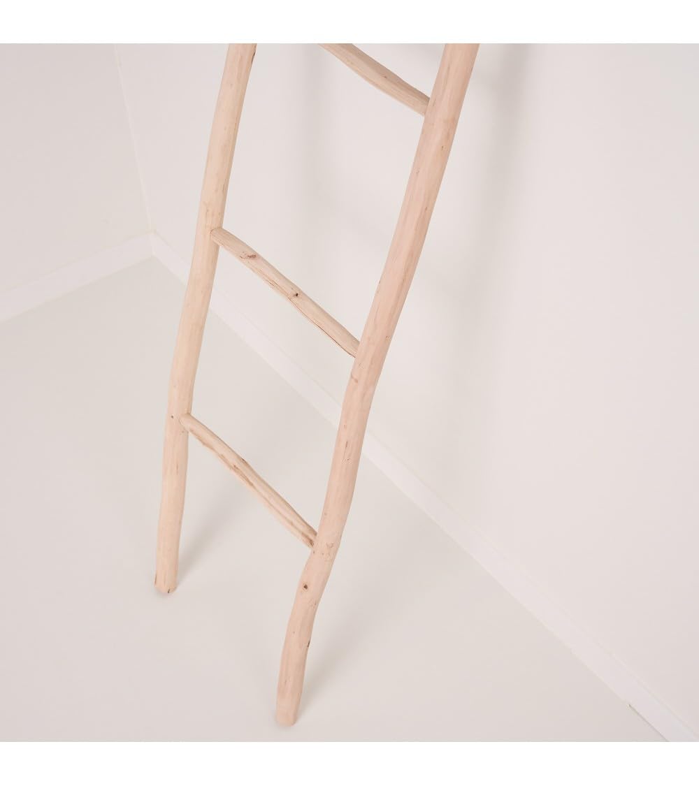Cesteria Aparici Toallero de Madera Natural 150x45 cm Escalera de decoración Estilo Mediterráneo. Escalera Ropa