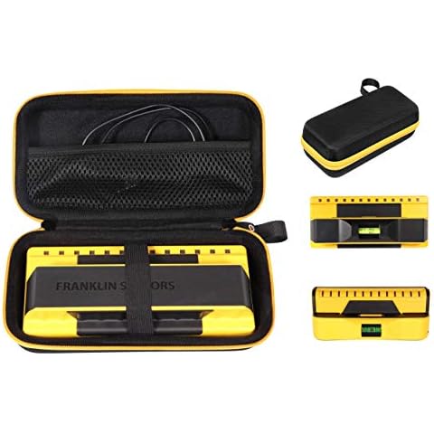 GETGEAR Stud Sensor Case Compatible with Franklin ProSensor 710, 710+, T13 mesh Pocket for Other Accessories, Contrast Orange Color to Match Your Sensor, Easy to Hold Strap (Black with Yellow Zip) Cover