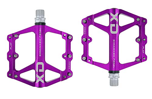 FrontStep Pédales antidérapantes en Aluminium général Pédales de vélo légères avec axe en Acier CR-Mo pour pédale VTT/vélo de Montagne/pédale BMX (Pourpre) Cover