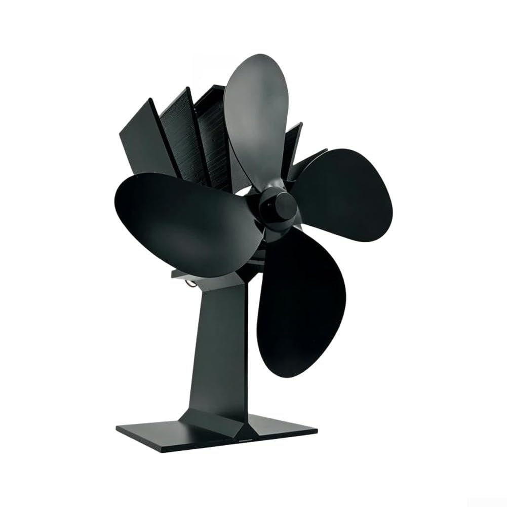 Ventilador Estufa para leña 4 Aspas Silencioso Sin Electricidad Distribución Calor para chimenea para acero Inoxidable 21x18cm