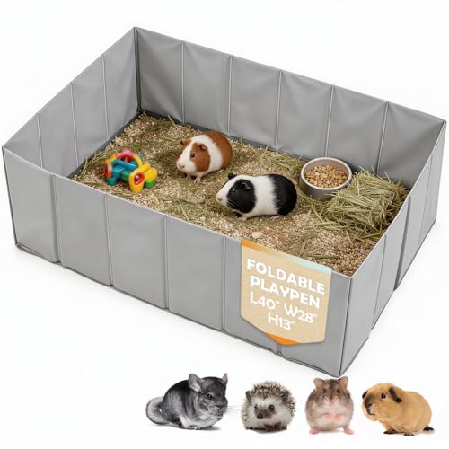 MEEXPAWS Small Animal Playpen Foldable Hamster Guinea Pig Playpen for Indoors or Travel Large 40 x 28 x 13 Waterproof No Assembly Portable Guinea Pig Enclosure Plastic Rat Ferret Play Pen