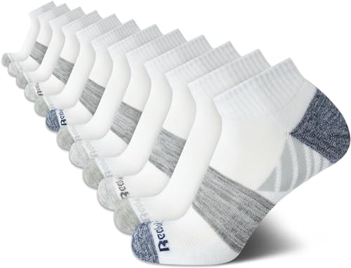 Reebok Men's Quarter Socks - 12 Pack Performance Comfort Athletic Socks - Breathable Ankle Socks for Men (6-12.5)
