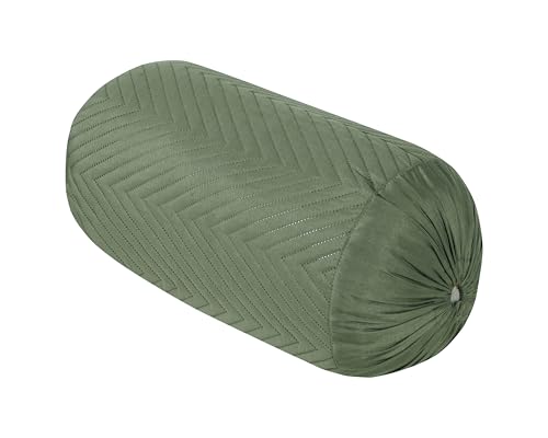 Image of RD TREND Glace Cotton Quilted Bolster Cover Size-16x32 Inches | Soft & Durable Cylindrical Pillow Cover for Bolster Pillow | Perfect for Sofa, Diwan,Couch & Bed Decor (Miltry Green)