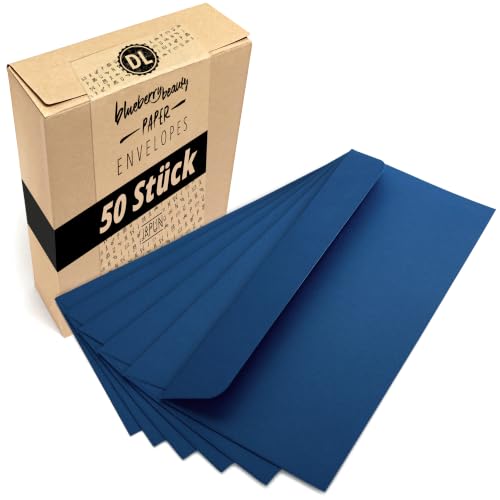 Japun - Briefumschläge (50 Stück) DIN lang, 220 x 110 mm, blau
