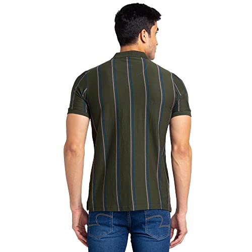 Image of Raymond Men Cotton Striped Regular Fit T-Shirt
