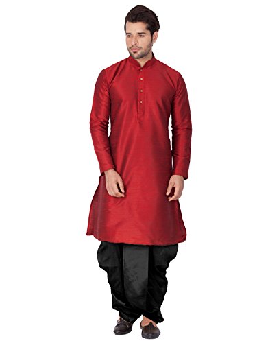 Image of VASTRAMAY Men's Silk Blend Kurta and Dhoti Set