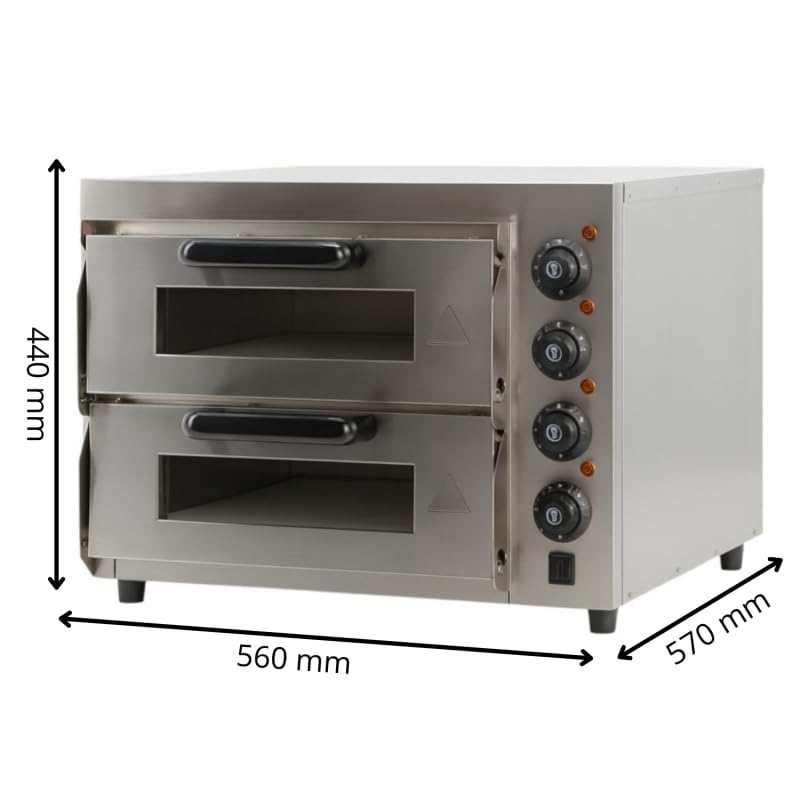 Four à Pizza Électrique Double Compact 2 x Ø40 cm - 3000W - Pierre Réfractaire - Température 350°C