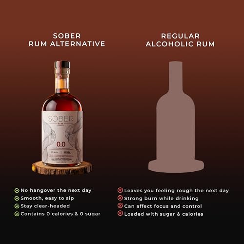 Image of SOBER Rum Alternative | 0.0% ABV Zero Alcohol Drink | Sugar Free Zero Calorie | Premium Non Alcoholic Rum with Caramel Vanilla Spice Notes | Alcohol Free Spirit for Mocktails & Mixers | 750ml