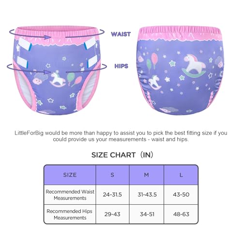 Image of Littleforbig Soft Silky Underwear Comfortable Washable Reusable Adult Training Pants - Little Fantasy M