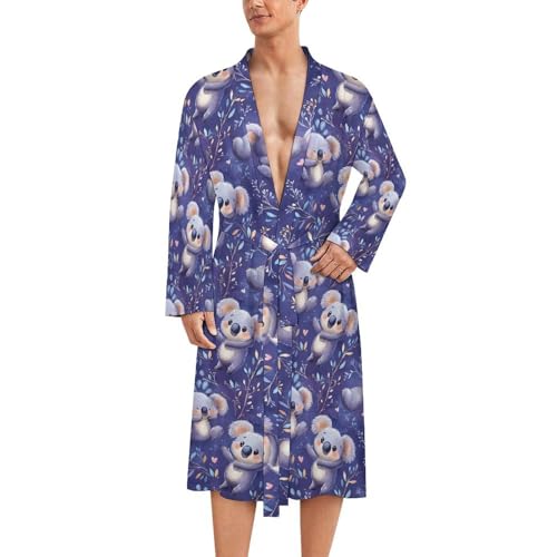 Peignoir de bain homme en style kimono léger avec imprimé koala nuit pour le spa