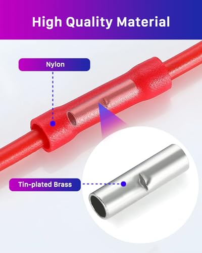 Stossverbinder Set, ANVINKU 220 Stück Kabel Quetschverbinder, 0,5mm² - 6mm² Stoßverbinder Sortiment mit Box, Isoliert Kabelverbinder Set, KFZ Kabelschuhe, Crimpverbinder (Rot/Gelb/Blau)