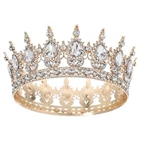 VICASKY Krone Geburtstag Diadem Vintage Deko Damen Hochzeit Crown Tiara FüR Torte Verlobung Silber Goldene Prinzessin Gold Braut Haarschmuck Blumenkranz Haare Birthday Queen Frauen Glitzernde