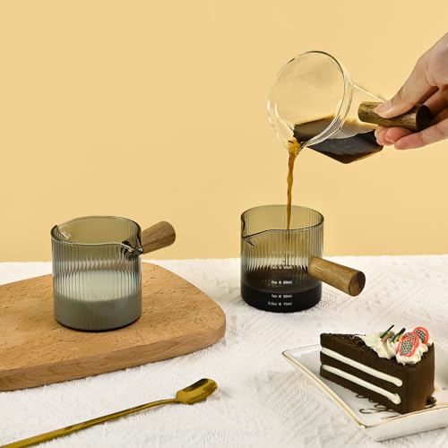 Vaso medidor de vidrio 150 ml con asa de madera miniatura 3